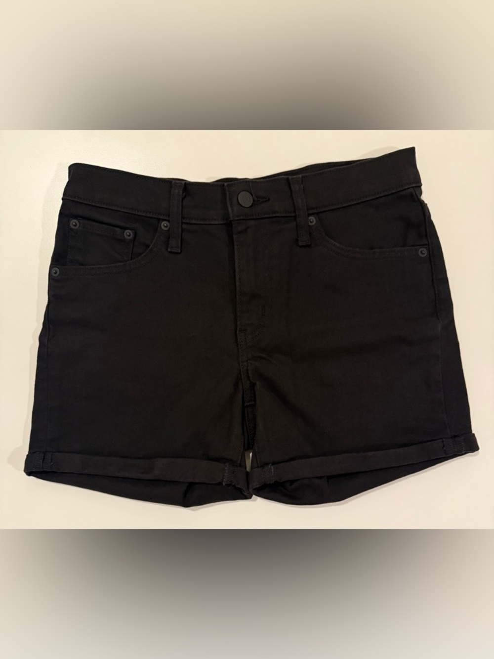 Levi's Mid-Length Denim Mid-Rise Shorts Black Size 28